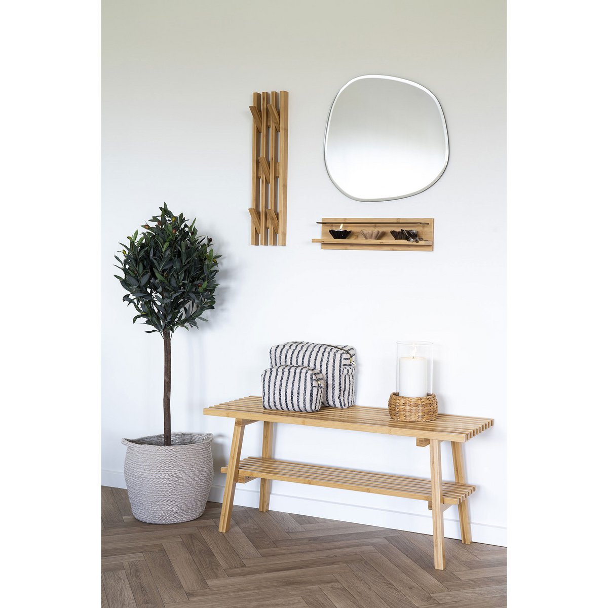 Porte-manteau Mural en Bambou Naturel - 9,5x60 cm
