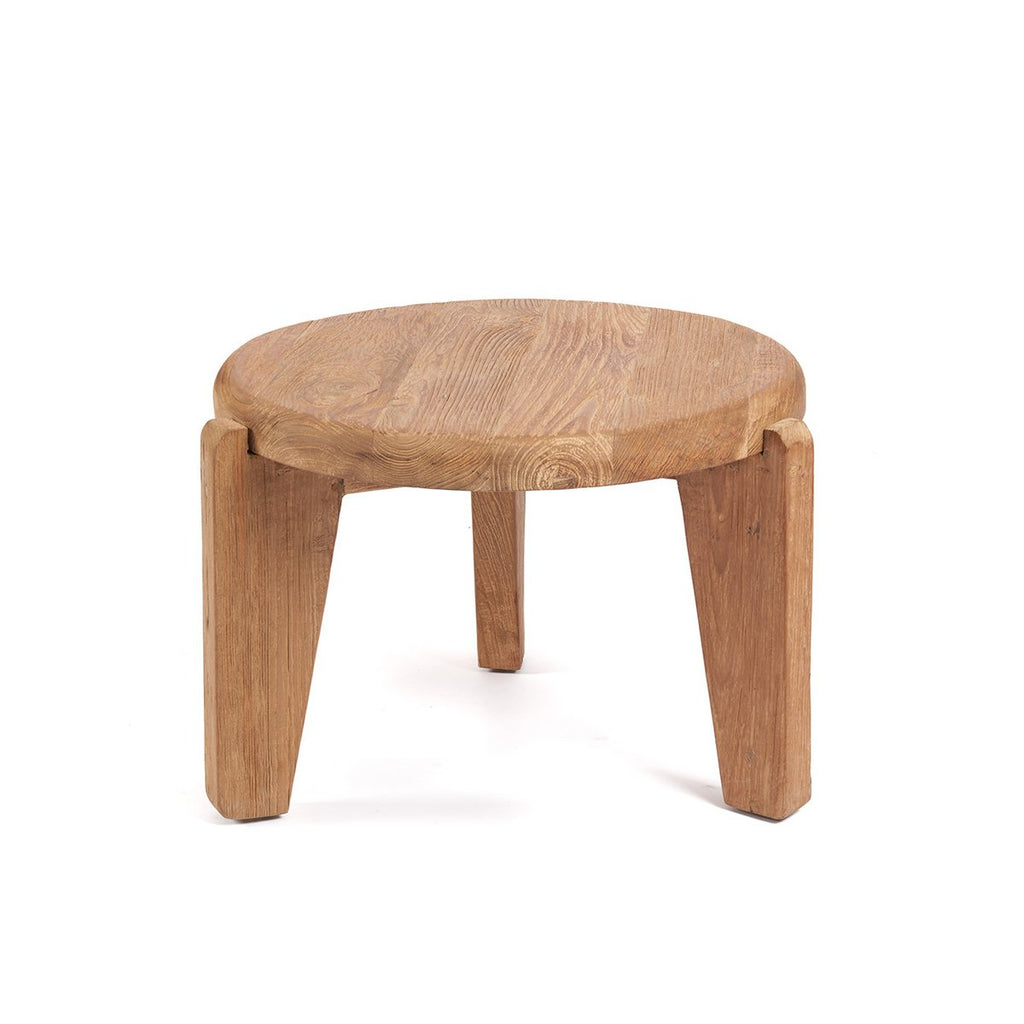 Table basse Wabi Sabi S en teck récupéré – Ø 50 cm