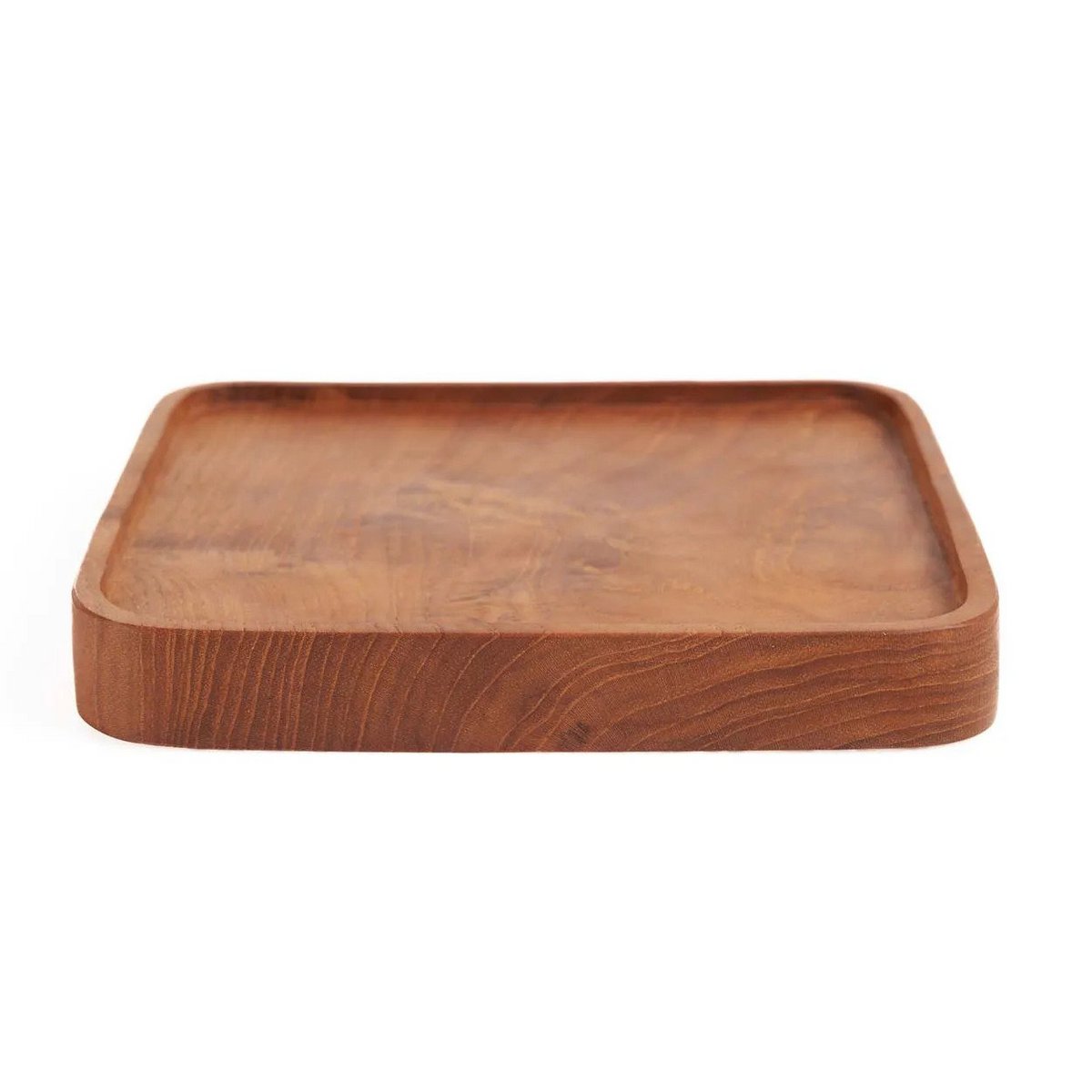 Assiette carrée en teck – Naturel – XS | Bazar Bizar