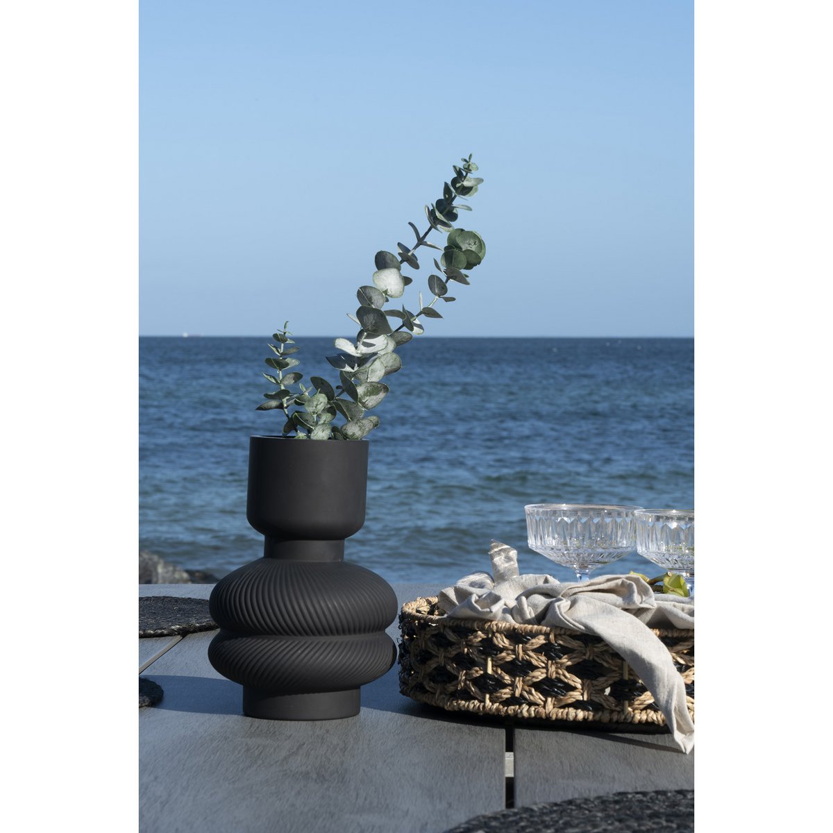 Vase - Noir, Verre, Ø15x22cm