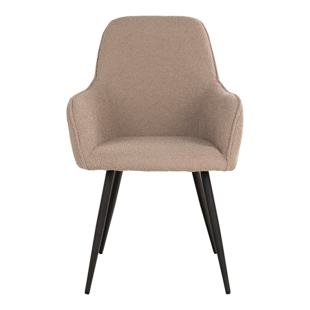 Chaise de salle à manger Harbo – Bouclé beige & pieds noirs (lot de 2)