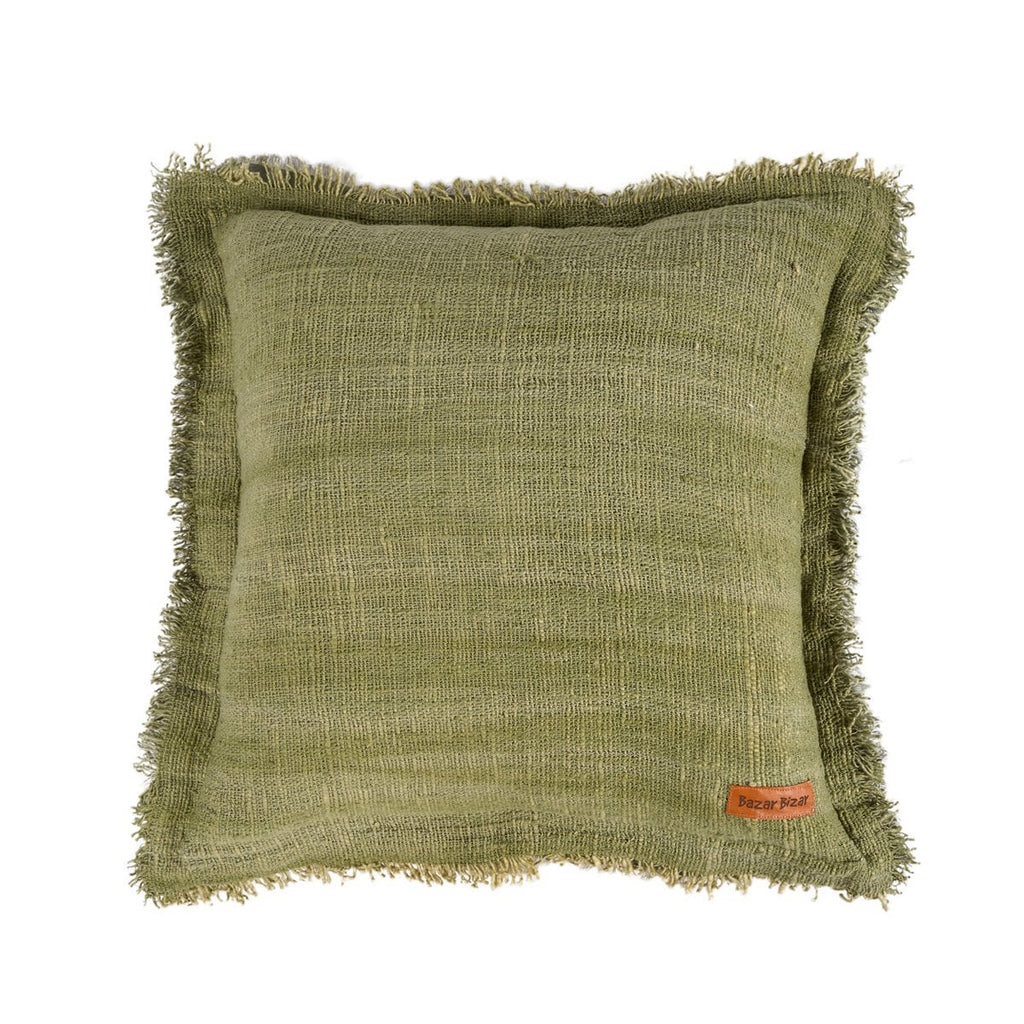 Housse de coussin à franges Jungle Fringe – Vert – 50×50cm | Bazar Bizar