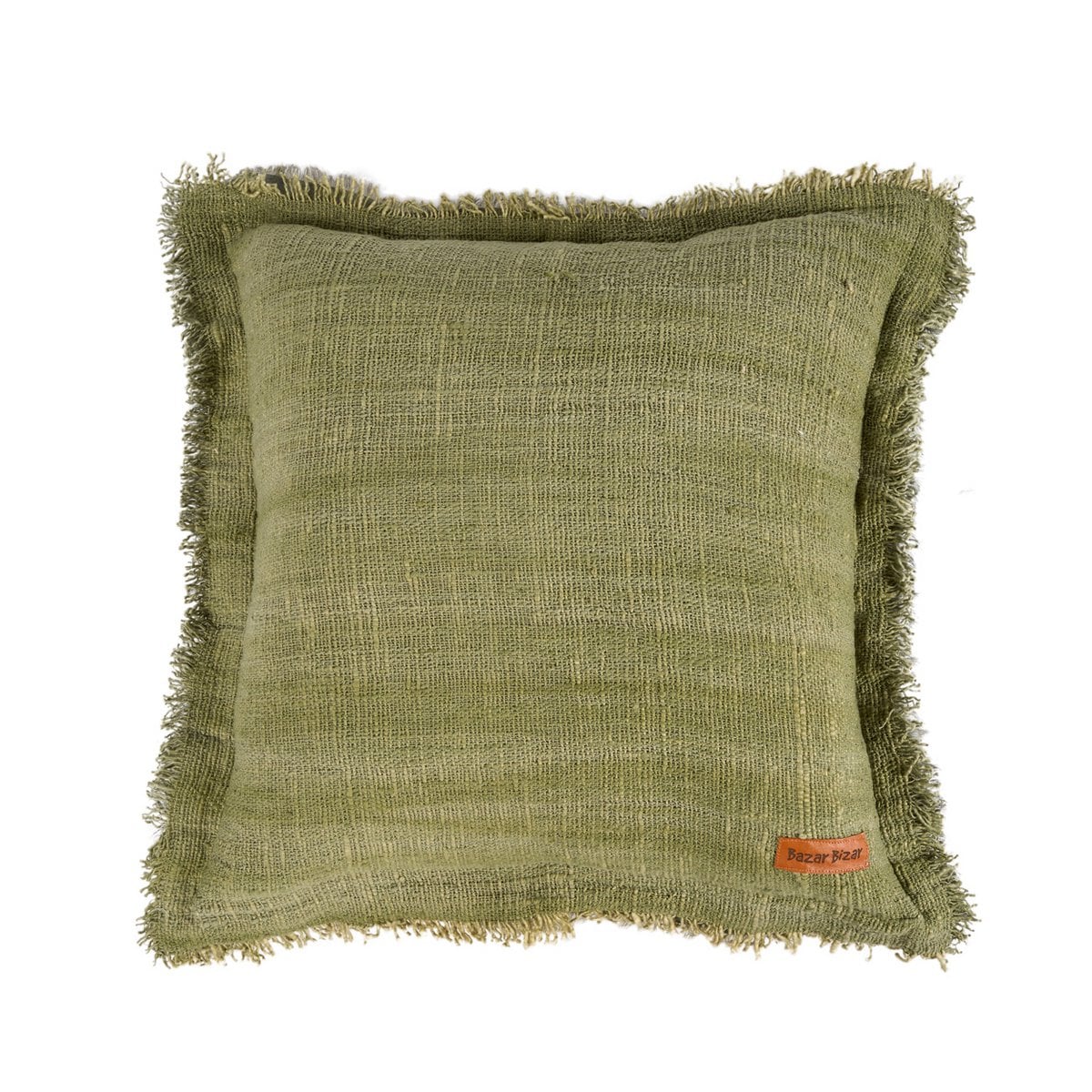 Housse de coussin à franges Jungle Fringe – Vert – 50×50cm | Bazar Bizar