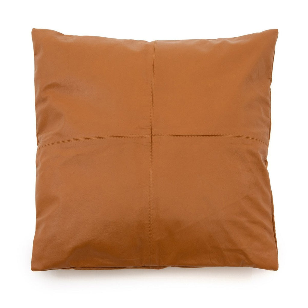 Housse de Coussin en Cuir à Quatre Panneaux - Camel - 60x60