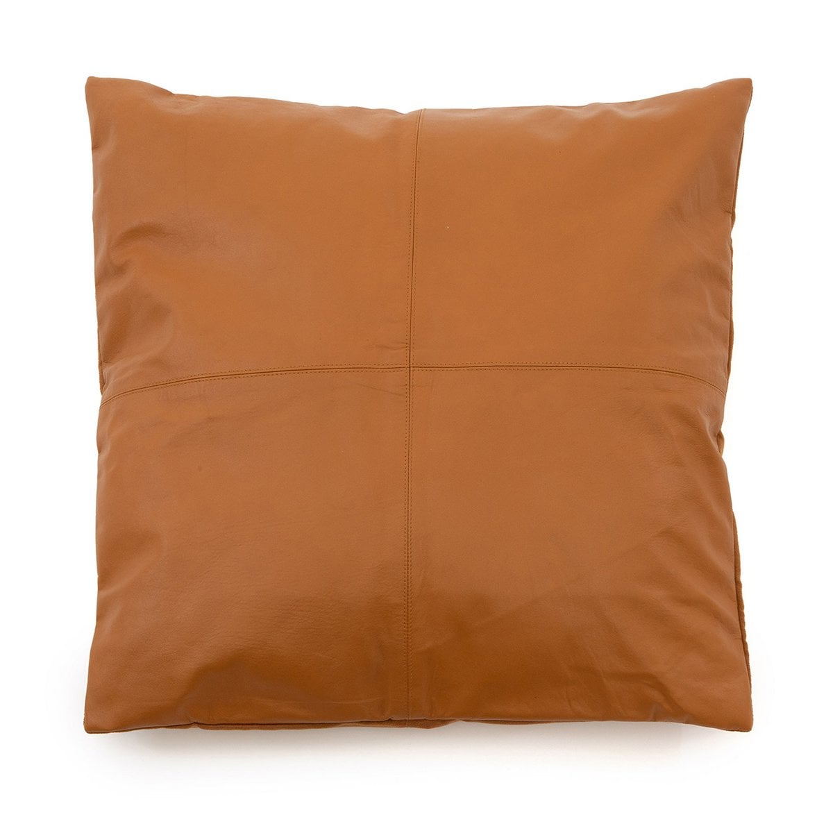 Housse de Coussin en Cuir à Quatre Panneaux - Camel - 60x60