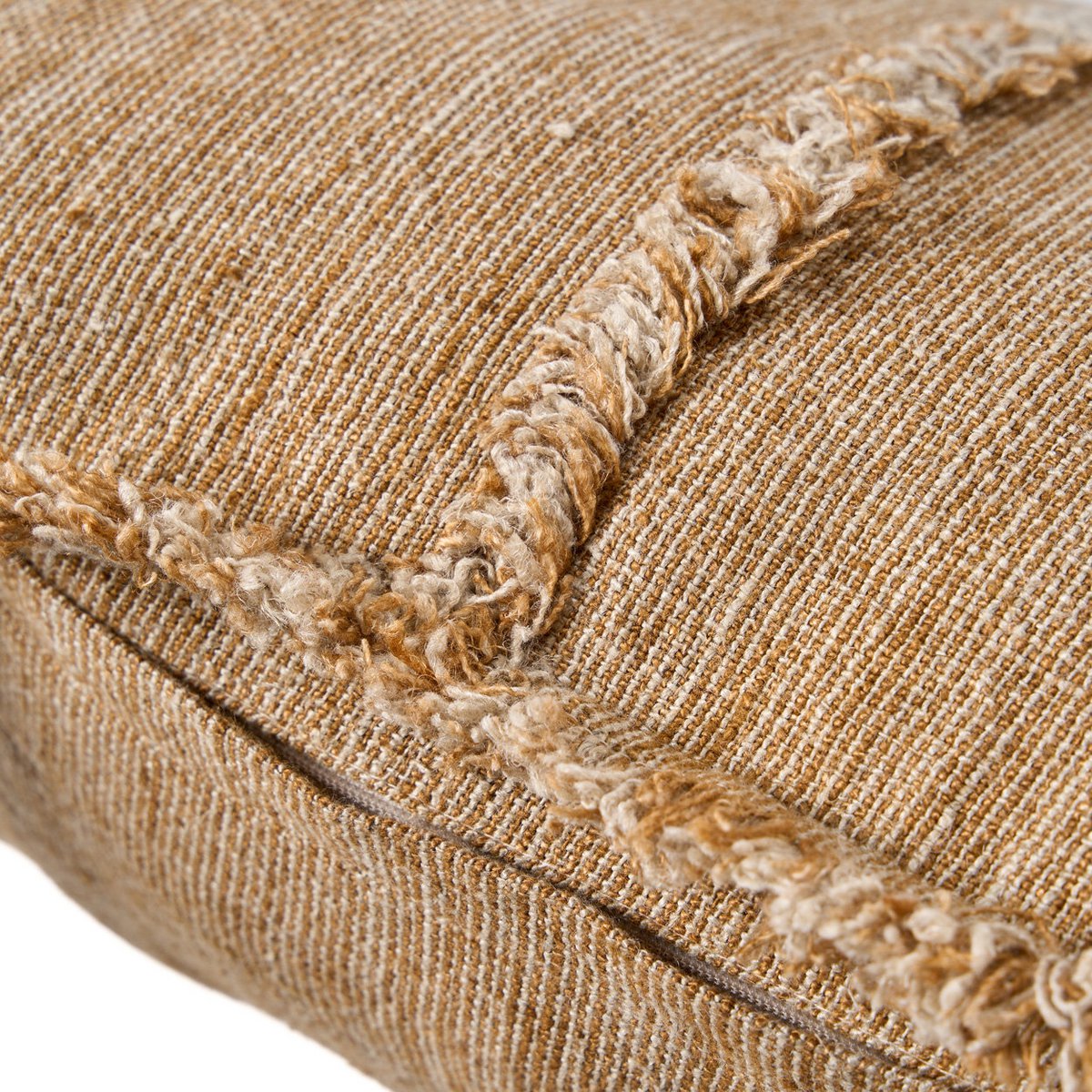 Housse de coussin en lin à franges Sahara – Marron Naturel – 50×50cm | Bazar Bizar